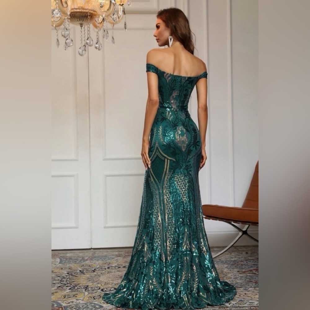 Emerald Green Sequin Gown